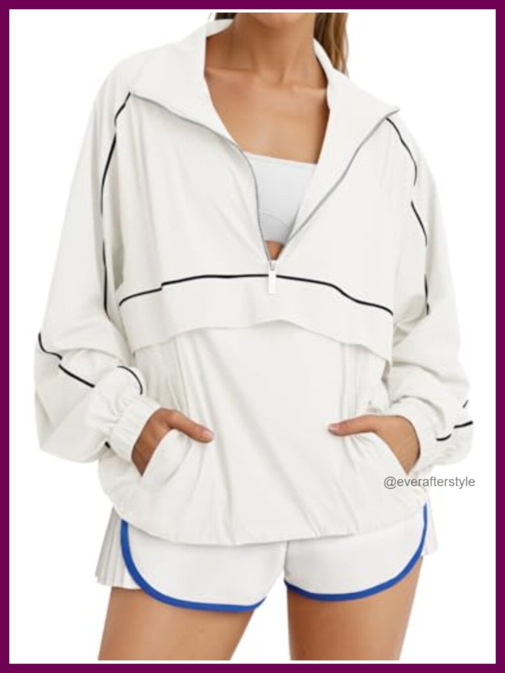Fisoew Quarter Zip Pullover UPF 50+ Lightweight Windbreaker Jacket Running